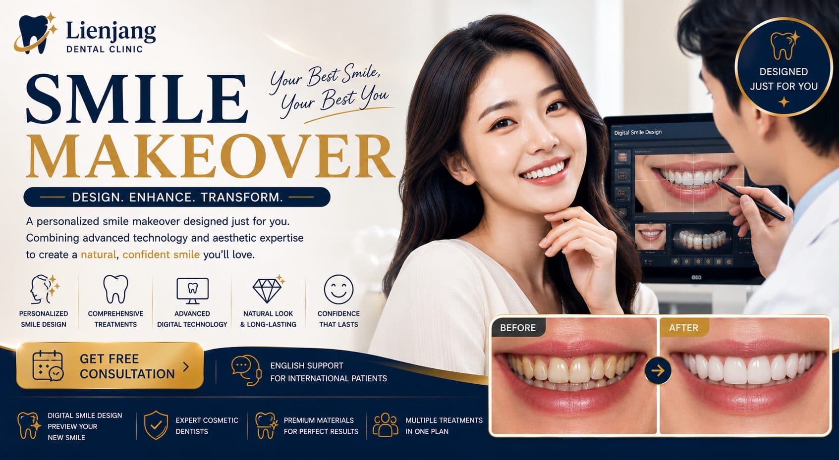 Smile Makeover at Lienjang Dental Clinic in Gangnam, Seoul