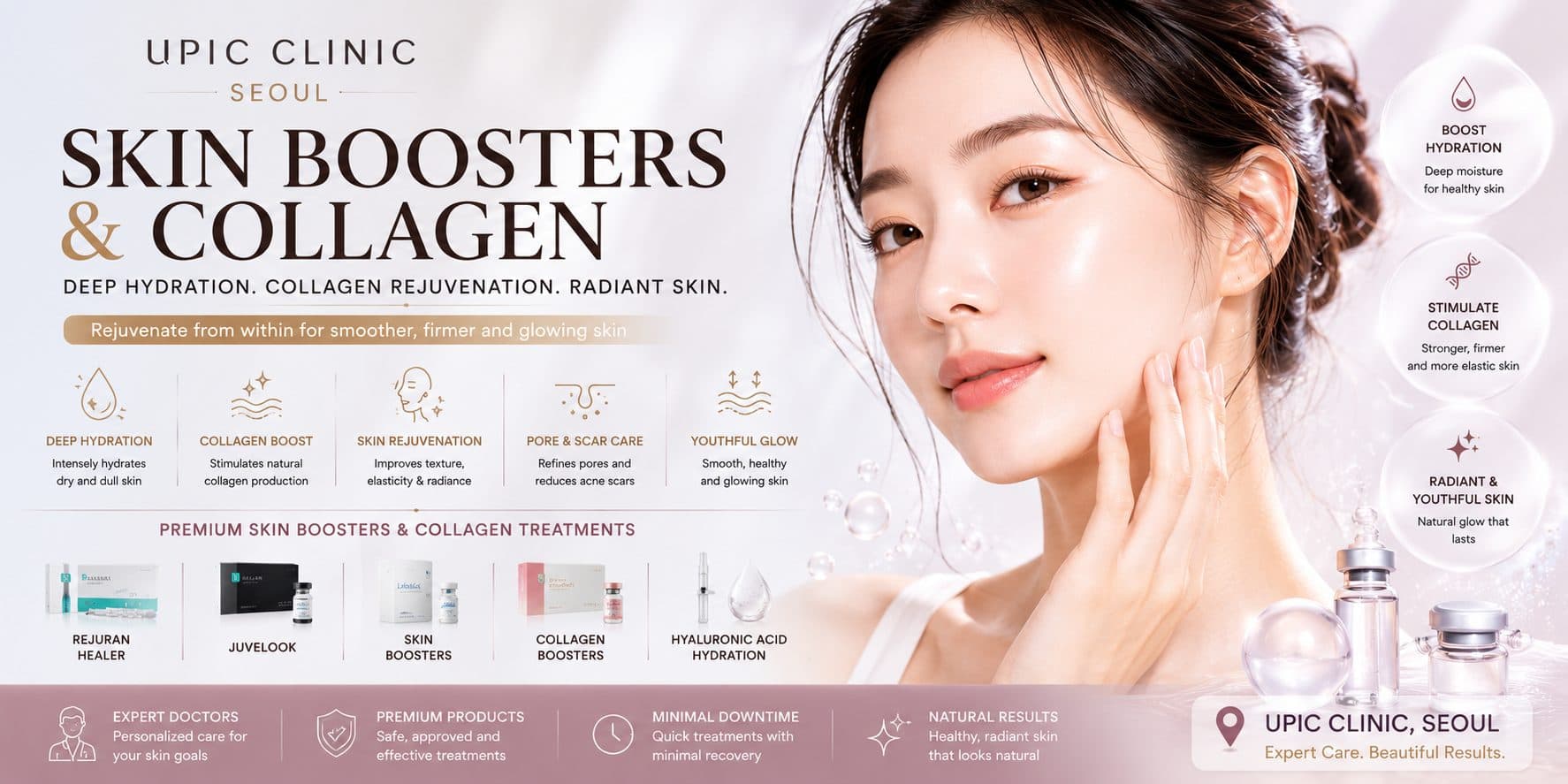 Skin Boosters & Collagen Treatments at UPIC Clinic | Deep Hydration & Skin Rejuvenation in Seoul